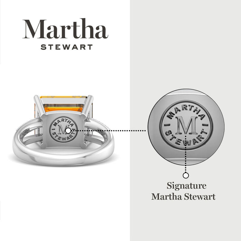 Martha Stewart 7 1/3ctw. Emerald Cut Pink Sapphire & Lab Grown Diamond Halo Ring In Sterling Silver image number null